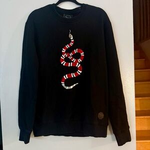 Project X Paris Black Sweatshirt with Vibrant Snake Design Unisex EUC